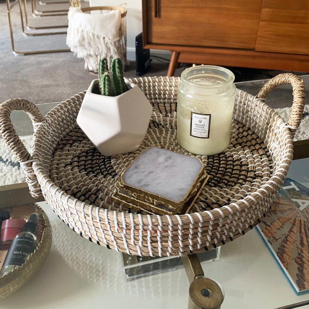Crate&Barrel Rattan Serving Tray